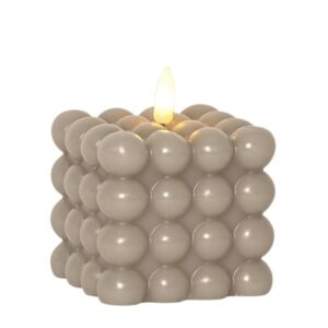 LED Kerze Bubble - Würfelkerze - Echtwachs - realistische 3D Flamme...
