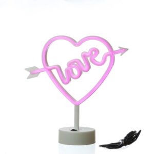 LED NEON Figur LOVE - pinkes Herz mit Pfeil - Neon Schild - H: 25cm...