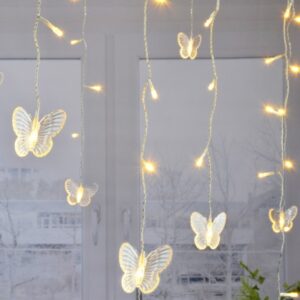 LED Lichtervorhang Schmetterling - 70 warmweiße LED - 2 Stranglänge...