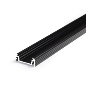 2 Meter LED Profil Aufputz Flach schwarz eloxiert ohne Abdeckung 14mm Serie L