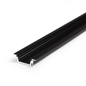 2 Meter LED Profil Einbau Flach schwarz eloxiert ohne Abdeckung 14mm Serie L