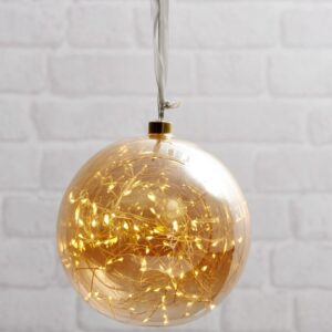 Glaskugel GLOW - amber Glas - 80 warmweiße LED am Draht - D: 20cm -...