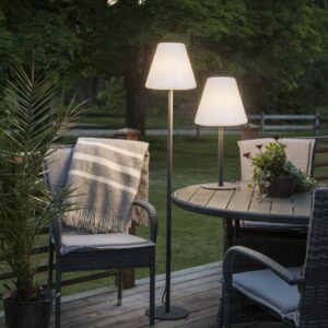 Garten-Beistelllampe/Tischlampe - H: 60cm - weißer 28cm Lampenschir...