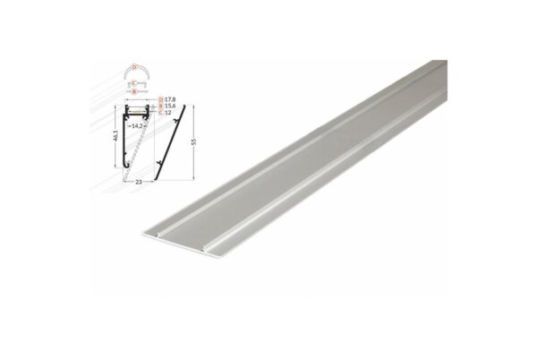 2 Meter LED Profil Wall 10mm -Frontblende natureloxiert silber Serie M