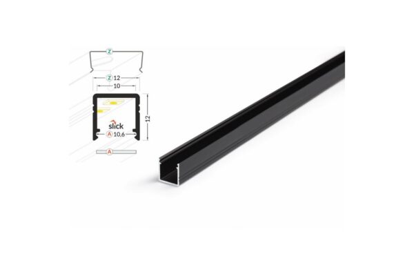2 Meter LED Alu Profil Aufputz 10mm Serie ECO schwarz eloxiert