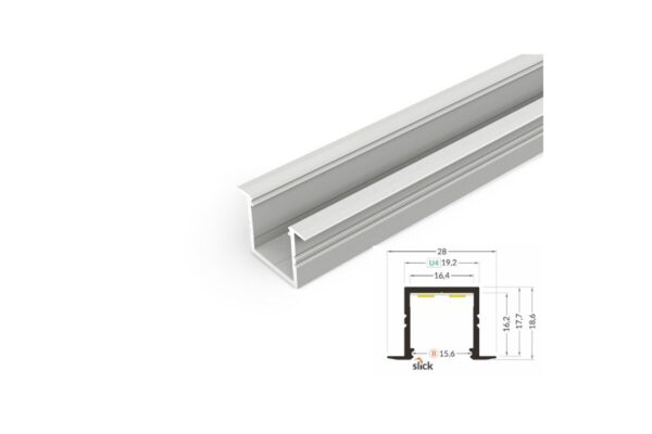 2 Meter LED Alu Profil Einbau 16mm Serie ECO eloxiert silber