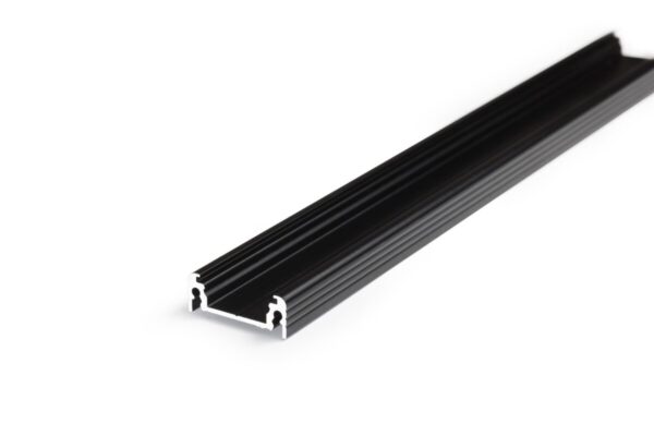 4 Meter LED Profil Aufputz Flach schwarz eloxiert ohne Abdeckung 14mm Serie L