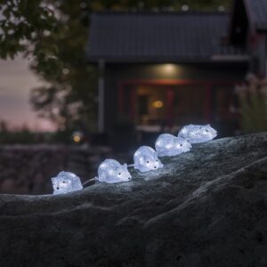 LED Lichterkette Acryl Mäuse - 5 Leuchtfiguren - 40 kaltweiße LED -...
