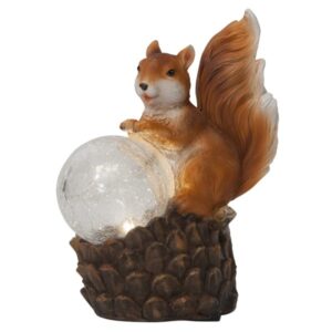 LED Solar Gartenfigur Eichhörnchen mit Lichtkugel - warmweiße LED i...
