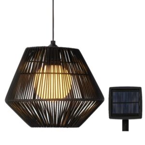 LED Solar Hängeleuchte - Korboptik - warmweiße LED - D: 22