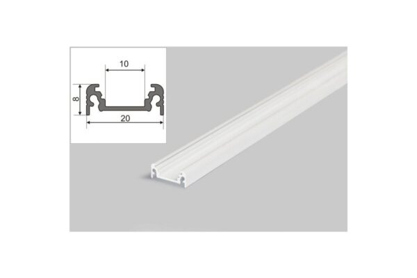 2 Meter LED Aluprofil Aufputz Flach weiß lackiert ohne Abdeckung Serie M