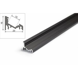 2 Meter LED Aluprofil Corner 30 Grad schwarz eloxiert ohne Abdeckung Serie M