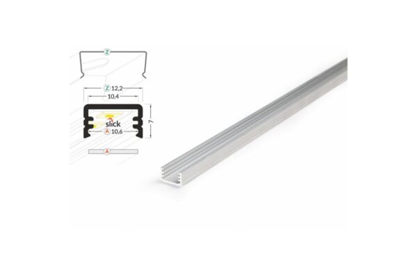 2 Meter LED Aluleiste Aufputz Mini 8mm Serie ECO Rohaluminium