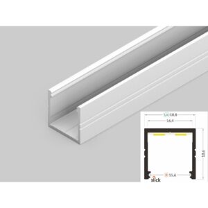 2 Meter LED Alu Profil Aufputz 16mm Serie ECO weiß lackiert