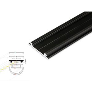 4 Meter LED Biegeprofil Flex schwarz eloxiert ohne Abdeckung Serie M