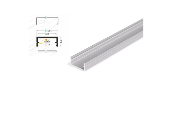 4 Meter LED Aluleiste Aufputz Flach Silber 12mm Serie ECO