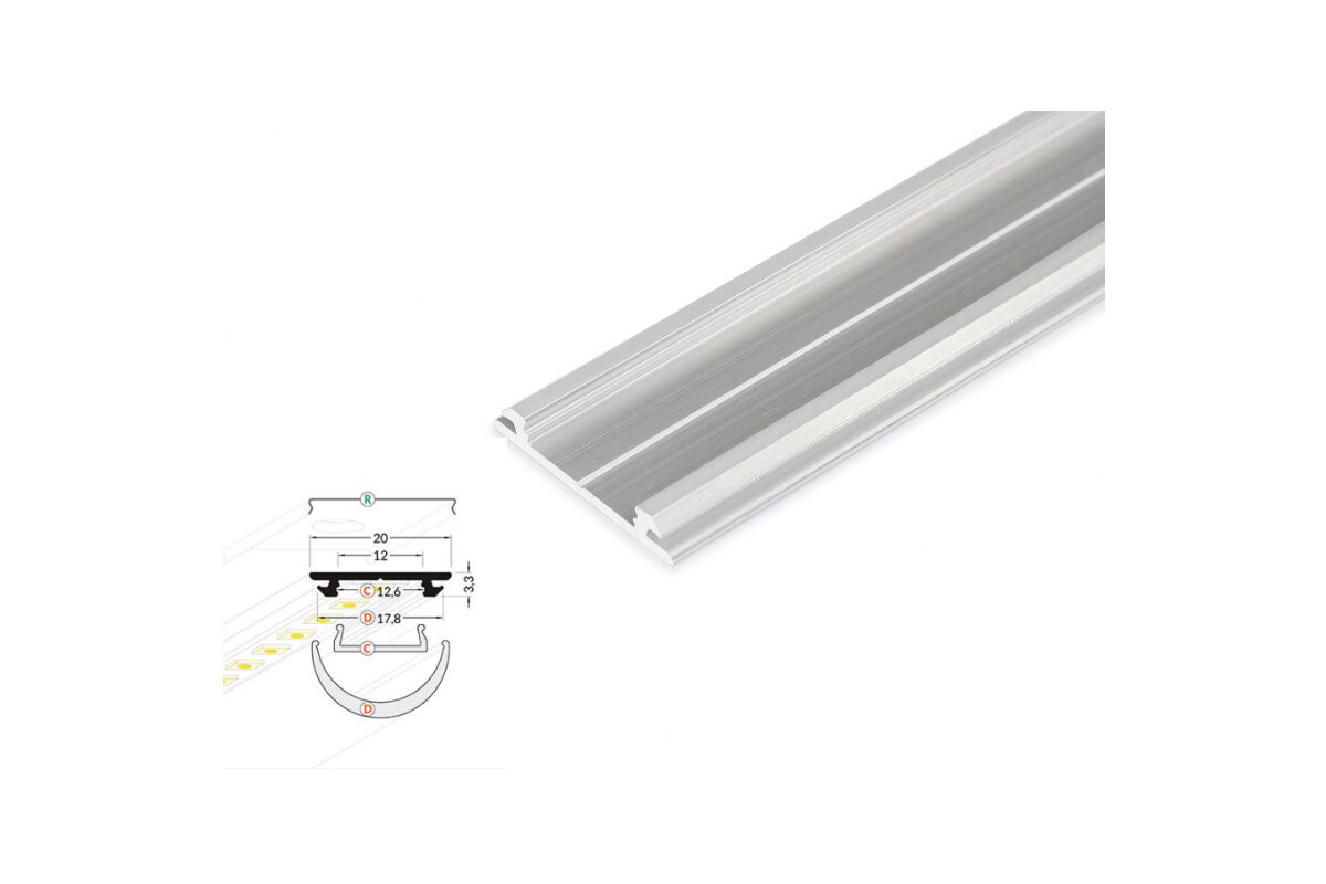 2 Meter LED Biegeprofil Flex rohaluminium ohne Abdeckung Serie M