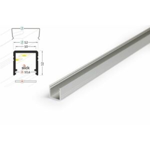 4 Meter LED Alu Profil Aufputz 10mm Serie ECO natureloxiert silber