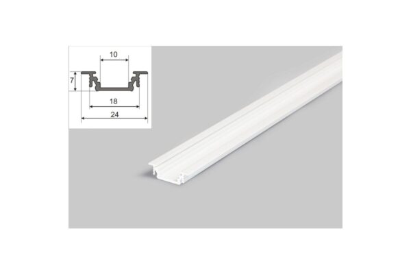 4 Meter LED Aluprofil Einbau Flach weiß lackiert ohne Abdeckung Serie M