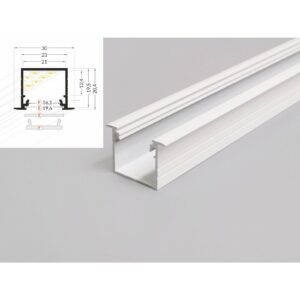 4 Meter LED Profil Einbau Tief weiß lackiert ohne Abdeckung 21mm Serie L