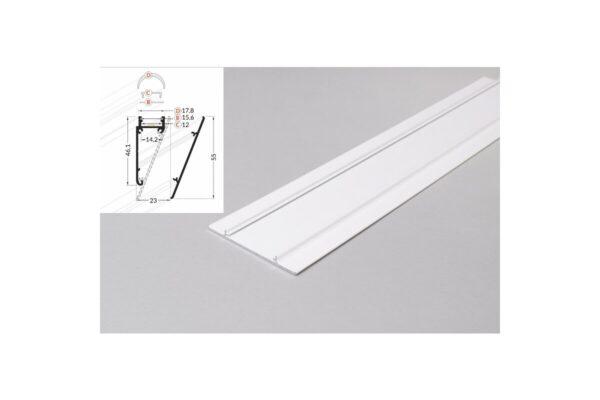 4 Meter LED Profil Wall 10mm -Frontblende weiß lackiert Serie M