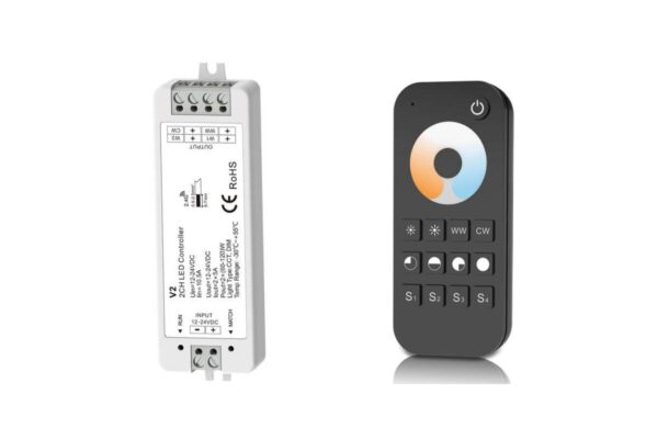 2.4 GHz 1 Zonen Funkcontroller Set für Dualweiße LED Bänder 12-24VDC 2x5A Serie Sky