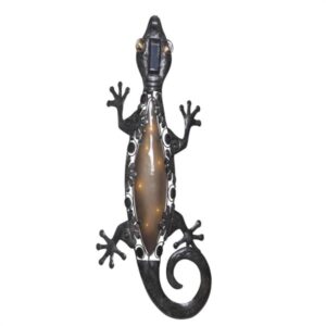 LED Solar Wanddeko GECKO - 10 warmweiße LED - H: 52cm - Dämmerungss...