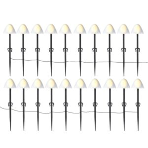 LED Lichterkette Mini Pilze - 20 Gartenstecker mit Erdspießen - 8 F...