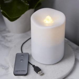 LED Dekokerze/Brunnen "Quelle des Feuers" - warmweiß - USB/Batterie...