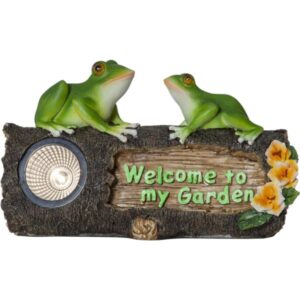 LED Solar Figur Froggy - 2 Frösche auf Baumstumpf - warmweiße LED -...