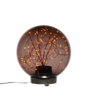 LED Kugel mit Drahtlichterkette - stehend - 80 bernsteinfarbene LED...