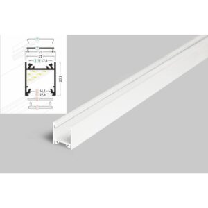 2 Meter LED Profil Aufputz Tief weiss lackiert ohne Abdeckung 21mm Serie L