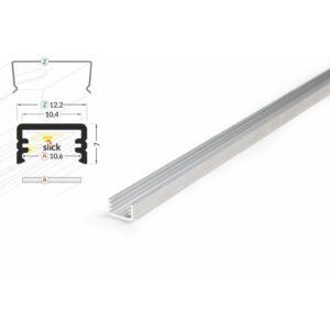 2 Meter LED Aluleiste Aufputz Mini 8mm Serie ECO Rohaluminium