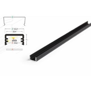 2 Meter LED Aluleiste Aufputz Mini 8mm Serie ECO schwarz eloxiert