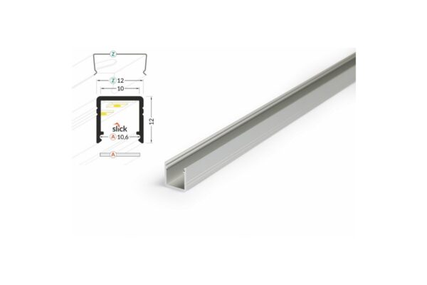 2 Meter LED Alu Profil Aufputz 10mm Serie ECO natureloxiert silber