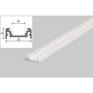 4 Meter LED Aluprofil Aufputz Flach weiß lackiert ohne Abdeckung Serie M