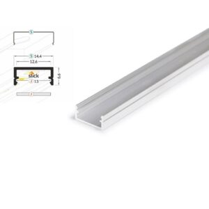 4 Meter LED Aluleiste Aufputz Flach Rohaluminium 12mm Serie ECO