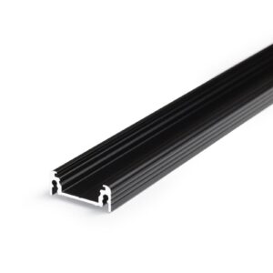 4 Meter LED Profil Aufputz Flach schwarz eloxiert ohne Abdeckung 14mm Serie L