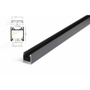 4 Meter LED Profil Aufputz Tief schwarz eloxiert ohne Abdeckung 21mm Serie L