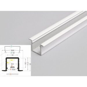 3 Meter LED Alu Profil Einbau 10mm Serie ECO weiss lackiert