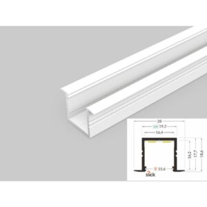 3 Meter LED Alu Profil Einbau 16mm Serie ECO weiß lackiert