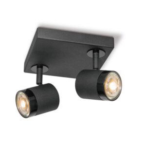 Deckenstrahler Quadrat 2fach MANU schwarz - inkl. 2 LED Spots 3000K...