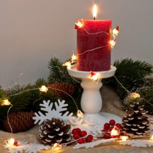 LED Lichterkette Santa - 20 warmweiße Tautropfen LED - silberner Dr...